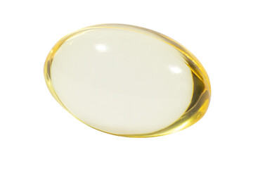 Transparent capsule or pill on blank background