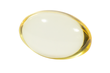 Transparent capsule or pill on blank background