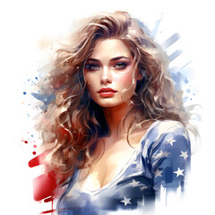 Water color illustration of American woman 