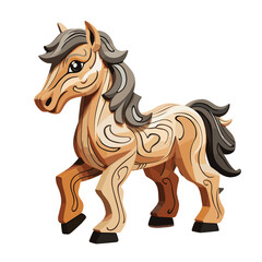 Wooden Horse Toy , Cartoon , Illustration, Cartoon PNG