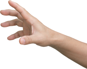 Asian hand motions made by a man isolated on a white backdrop. Grasp with five fingers. Pointing Touch Action with Visuals.01