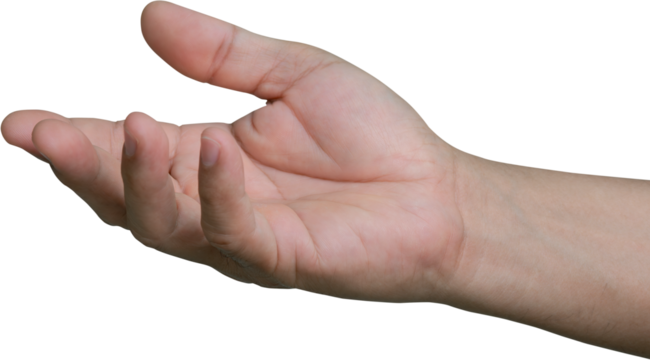 Asian hand motions made by a man isolated on a white backdrop. Grasp with five fingers. Pointing Touch Action with Visuals.02