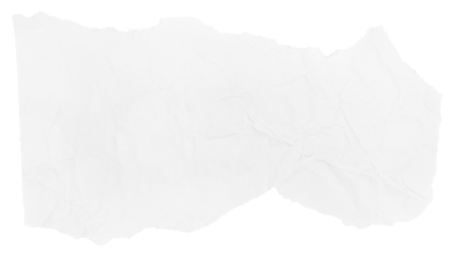A piece of white crumpled paper on a blank background.
