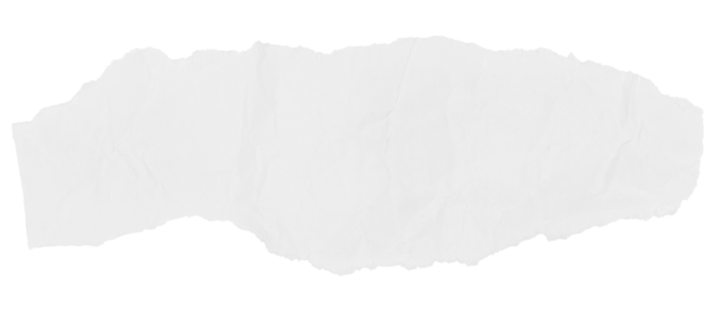 A piece of white crumpled paper on a blank background.