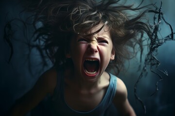 photo Showcase the complex emotions of a young child as they grapple with their fears. Generative AI