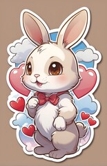 a cute bunny with hearts on its back