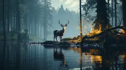 deer on the river
