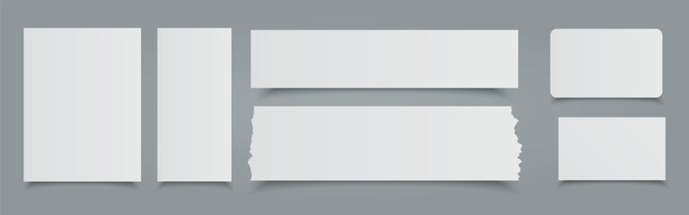 Obraz premium Set of vector different blank papers with shadow on transparent background.
