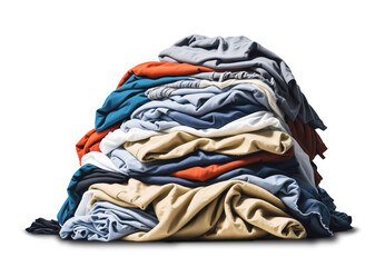 Pile of dirty clothes isolated on transparent background