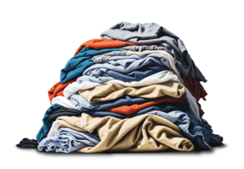 Pile of dirty clothes isolated on transparent background