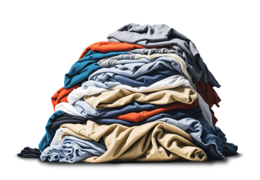 Pile of dirty clothes isolated on transparent background