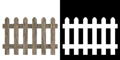 3D rendering illustration of a wooden fence