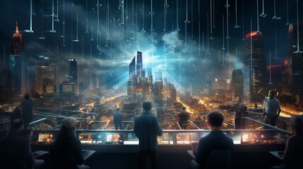  a hyper-realistic scene showcasing the artistry of Blockchain Technology, where secure and transparent transactions reshape the future of finance. - obrazy, fototapety, plakaty