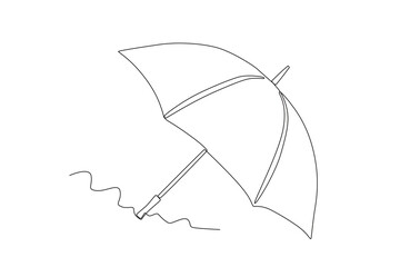 An umbrella to protect from UV rays. Umbrella one-line drawing - obrazy, fototapety, plakaty