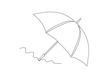 Fotobehang An umbrella to protect from UV rays. Umbrella one-line drawing © stlineart