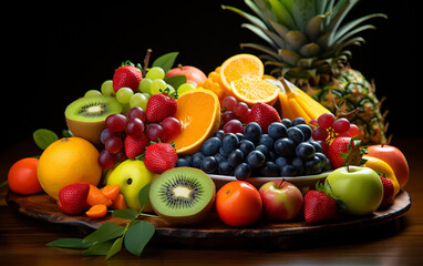 Fresh Fruit Platter. Generative AI.