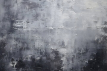 A Closeup of an Abstract Rough Black and Gray Dark-Colored Art Painting Texture, Showcasing Expressive Oil Brushstrokes and Palette Knife Paint on Canvas