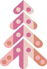 Abstract, stylized Christmas tree illustration. Decorated Christmas tree design, PNG with transparent background.