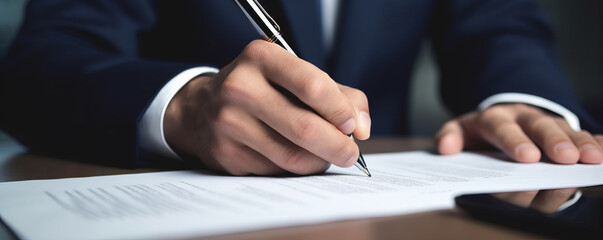 Business man sign a contract investment professional document agreement