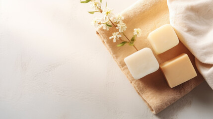 Obraz na płótnie Canvas Natural handmade soap. Organic soap bars with plants extracts.