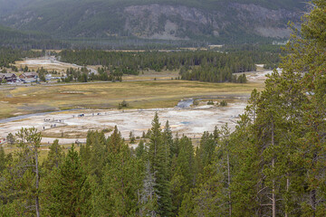 View over the Upper Geyser Basin, seen from the observation point