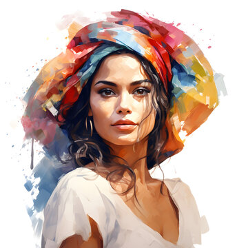 Water color of Colombian woman