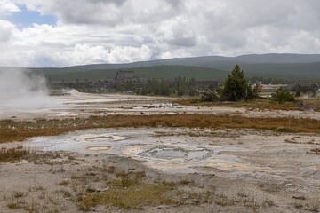 View of the Upper Geyser Basin near Beach Spring in Yellowstone National Park