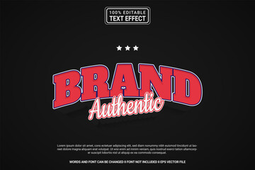 Editable text effect Brand Authentic 3d cartoon template style modren premium vector