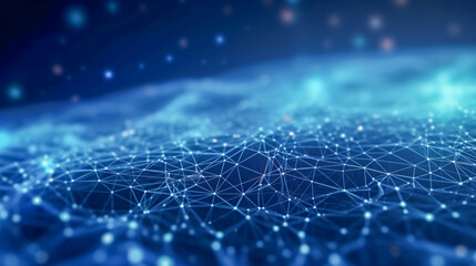 Digital cyberspace with particles and Digital data network connections. Technology Abstract Background, Data Analysis and Access to Digital Data, Cyberspace with Particles concept. Generative AI