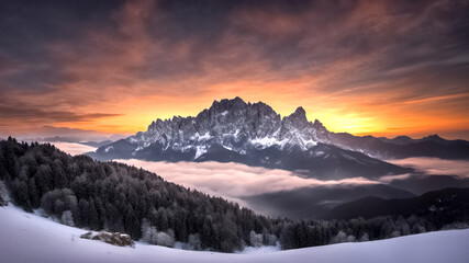 L'alba tra le montagne incantate