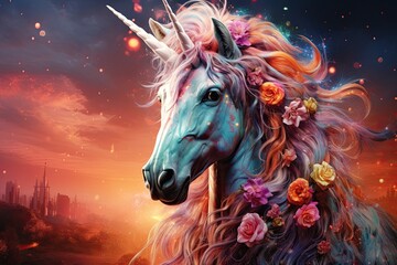 Obraz na płótnie Canvas Rainbow coloured unicorn
