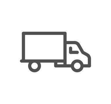 Truck delivery related icon outline and linear symbol.	
