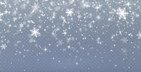 Christmas background. Powder PNG. Magic bokeh shines with white dust. Small realistic glare on a transparent Png background. Design element for cards, invitations, backgrounds, screensavers.	
