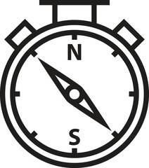 Compass icon. Vector compass with North, South, East and West indicated

