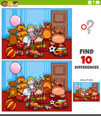 differences activity with cartoon toys characters