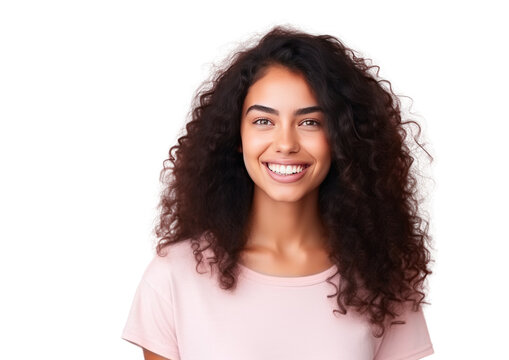 Portrait of a beautiful young latin woman smiling. Pretty model girl isolated background