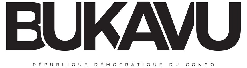 Bukavu in the Congo emblem. The design features a geometric style,  illustration with bold typography in a modern font. The graphic slogan lettering.