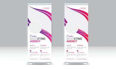 Corporate Business stand banner, editable roll up banner vector template. Vertical roll up, corporate Roll up background for Presentation.  x-stand, exhibition display, Retractable banner stand.
