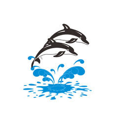 two dolphins silhouette for logo