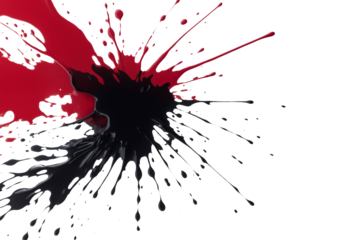 black red color splash isolated on transparent background