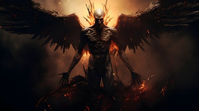 darkness evil with two wings poster background illustration