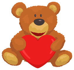 Cute teddy bear with a heart. I love you. Design element greeting card for valentines day.  illustration.