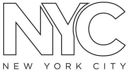 NYC, New York City, USA typography slogan design. America logo with graphic city lettering for print and web.