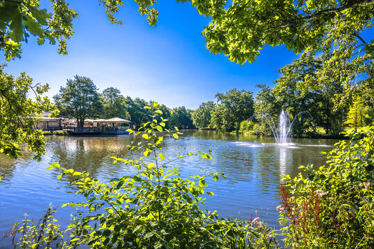 Slottsskogen scenic park and lake in Gothenburg view