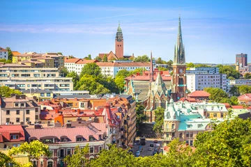 Fotobehang City of Gothenburg rooftops panoramic view © xbrchx