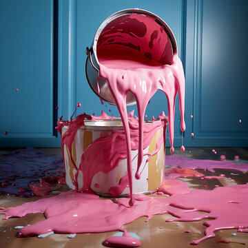 Farbe, pink, rosa, Farbeimer, Wand, malen, streichen, Design, gestalten, color, pink, pink, paint bucket, wall, paint, paint, design, shape,