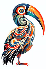 Pelikan Vogel - Tier als tattoo ähnliche Zeichnung im Stil verschiedener Kunstrichtungen 