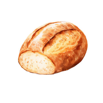 Watercolor one natural bread AI generated image