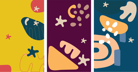 Trendy abstract square art templates with floral and geometric elements. Suitable for social media posts, mobile apps, banners design and web/internet ads. Vector fashion backgrounds.