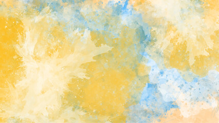 Rainbow gradient watercolor style background vector. hand painted yellow and turquoise watercolor background. yellow and soft blue watercolor background for spring.